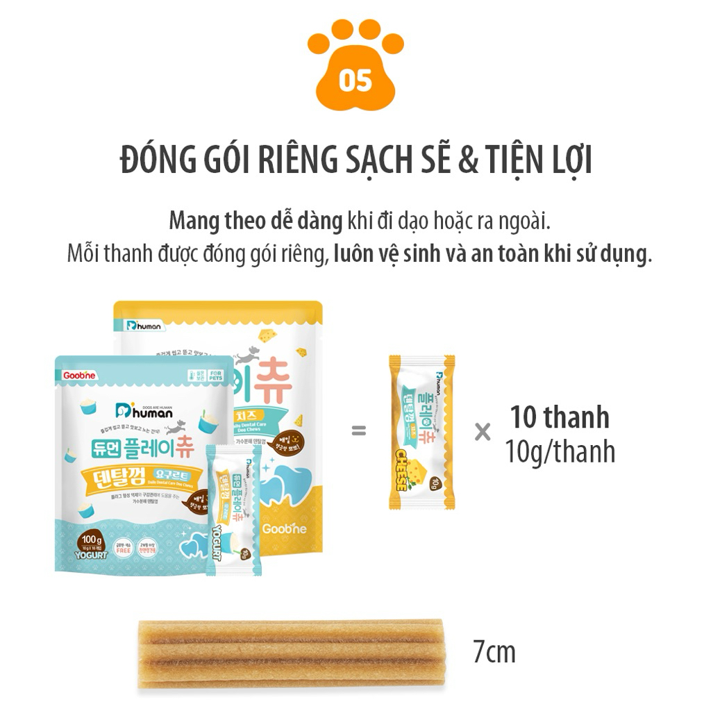 Bánh Thưởng Chó Dhuman Play Chew Dental Gum Cheese 10g – Snack Chó Sạch Răng, Ít Dị Ứng, Dễ Tiêu Hóa, Vị Phô Mai - Ảnh 5