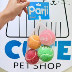 Đồ Chơi Bóng Tennis Cho Chó Parji – Set 4 Bóng Cao Su Màu Sắc (Size L 6.5cm)